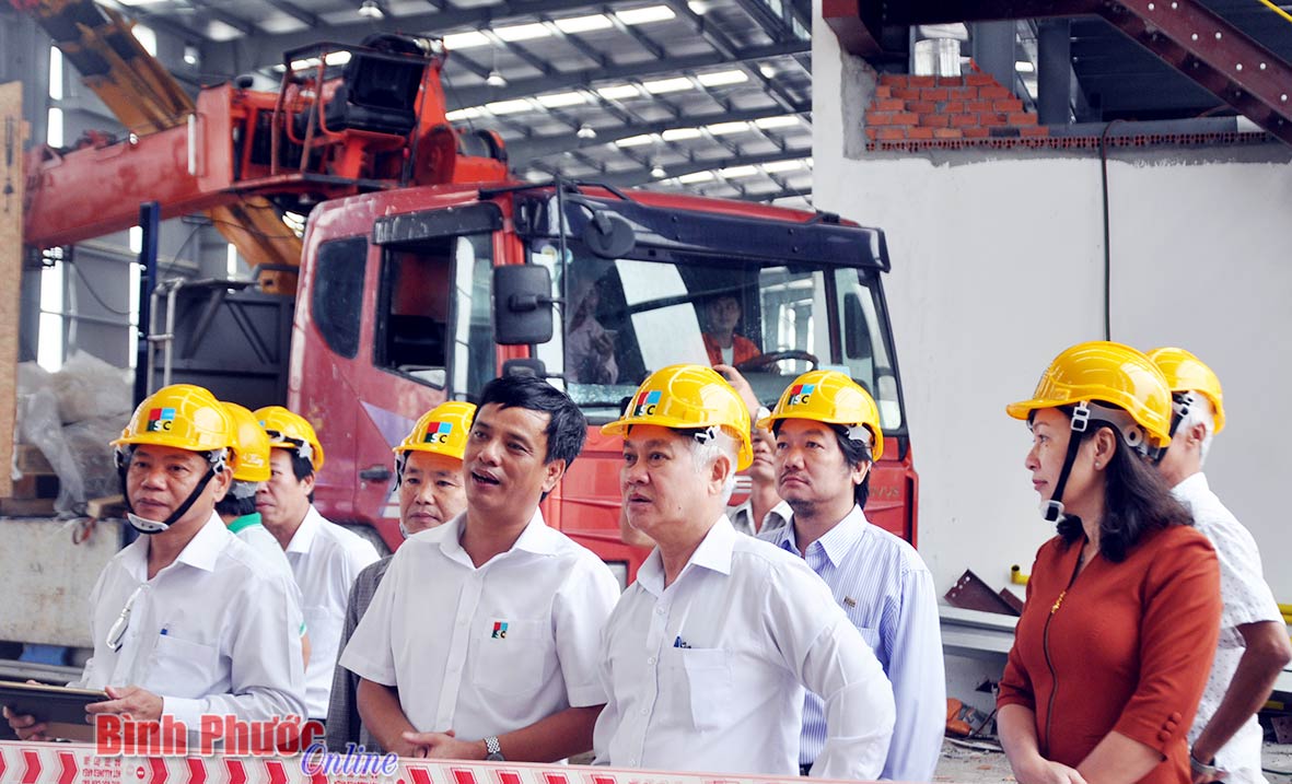Bí thư Tỉnh ủy Nguyễn Văn Lợi tham quan Nhà máy sản xuất ván MDF-FSC ở Khu công nghiệp Nam Đồng Phú
