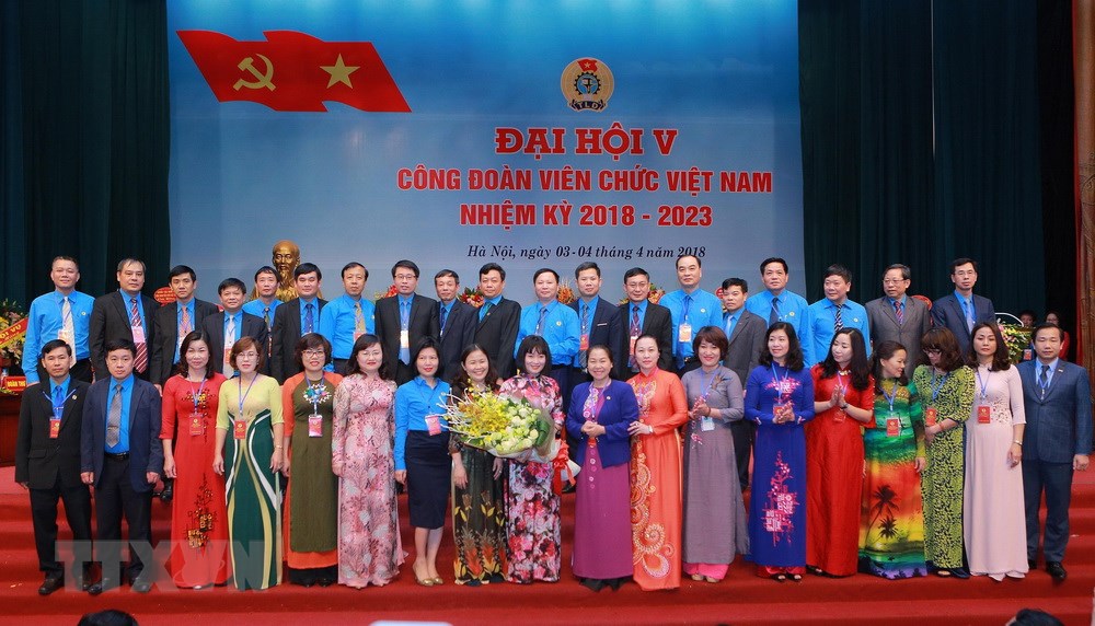 Lễ ra mắt Ban chấp hành Công đoàn Viên chức Việt Nam khóa V, nhiệm kỳ 2018-2023. (Ảnh: TTXVN)