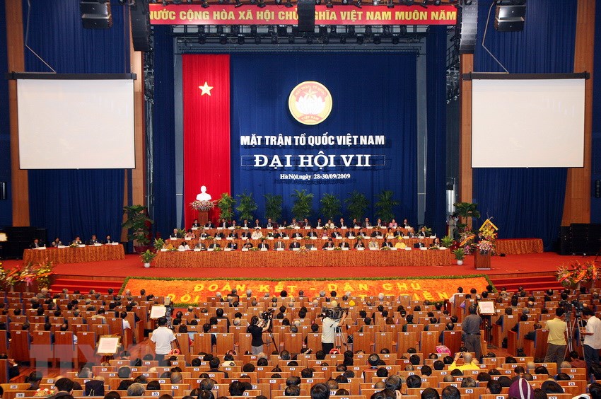 Đại hội đại biểu toàn quốc Mặt trận Tổ quốc Việt Nam lần thứ VII, tổ chức từ 28-30/9/2009, tại Hà Nội. (Ảnh: Nguyễn Dân/TTXVN)