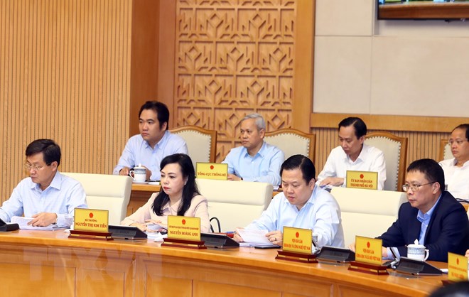 Th&agrave;nh vi&ecirc;n Ch&iacute;nh phủ v&agrave; c&aacute;c đại biểu tham dự phi&ecirc;n họp. (Ảnh: Thống Nhất/TTXVN)