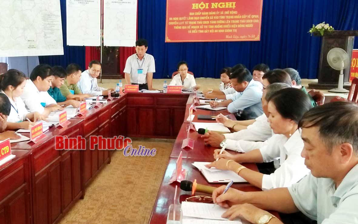 Hội nghị Ban Chấp hành Đảng bộ xã Minh Lập mở rộng ra nghị quyết lãnh đạo địa phương vào tình trạng khẩn cấp về quốc phòng - an ninh