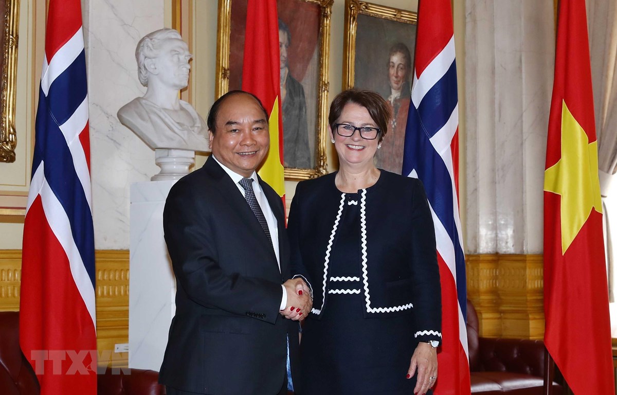 Thủ tướng Nguyễn Xuân Phúc hội kiến Chủ tịch Quốc hội Na Uy, bà Tone Wilhelmsen Troen. (Ảnh: Thống Nhất – TTXVN)