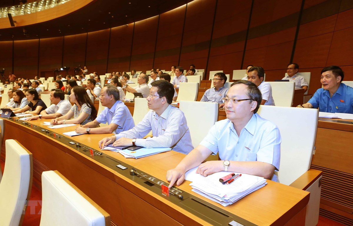 Đoàn đại biểu Quốc hội tỉnh Hưng Yên lấy ý kiến về dự kiến Chương trình giám sát của Quốc hội năm 2020. (Ảnh: Doãn Tấn/TTXVN)