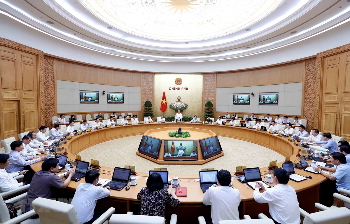 Thủ tướng Nguyễn Xuân Phúc chủ trì Phiên họp Chính phủ thường kỳ tháng 8 năm 2019. (Ảnh: Thống Nhất/TTXVN)