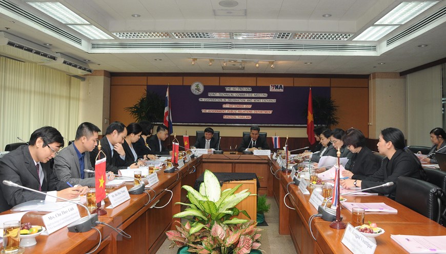  Cuộc họp Ủy ban kỹ thuật hỗn hợp lần thứ 14 giữa Thông tấn xã Việt Nam và Cục Quan hệ công chúng Thái Lan, ngày 27/9/2017, tại Bangkok (Thái Lan). (Ảnh: TTXVN)