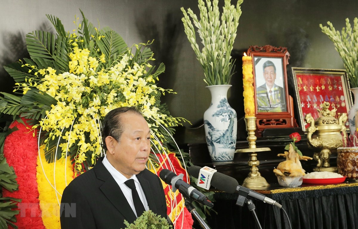 Phó Thủ tướng Thường trực Chính phủ Trương Hòa Bình, Trưởng ban Tổ chức Lễ Quốc tang phát biểu. (Ảnh: Doãn Tấn/TTXVN)

