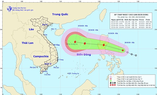Ap thap nhiet doi di chuyen huong Tay Tay Bac va co kha nang manh them hinh anh 1
