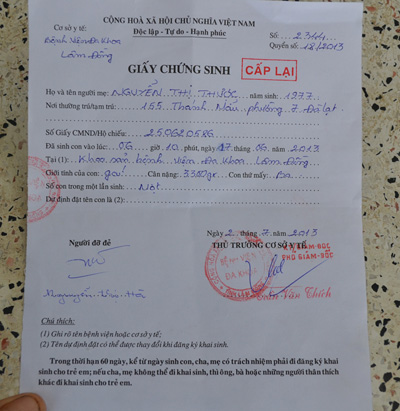Ly kỳ vụ chiếm đoạt… giấy chứng sinh - Binh Phuoc, Tin tuc Binh ...