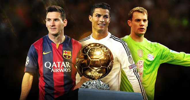 Đề cử Quả bóng vàng: 'Siêu robot' Ronaldo, 'Người ngoài hành tinh' Messi & 'Tường thành' Neuer