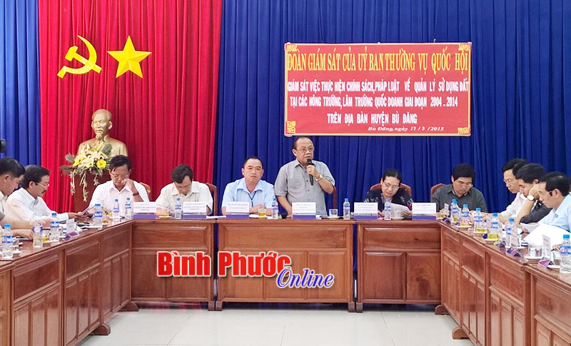 Ủy ban Thường vụ Quốc hội gi&aacute;m s&aacute;t tại B&ugrave; Đăng