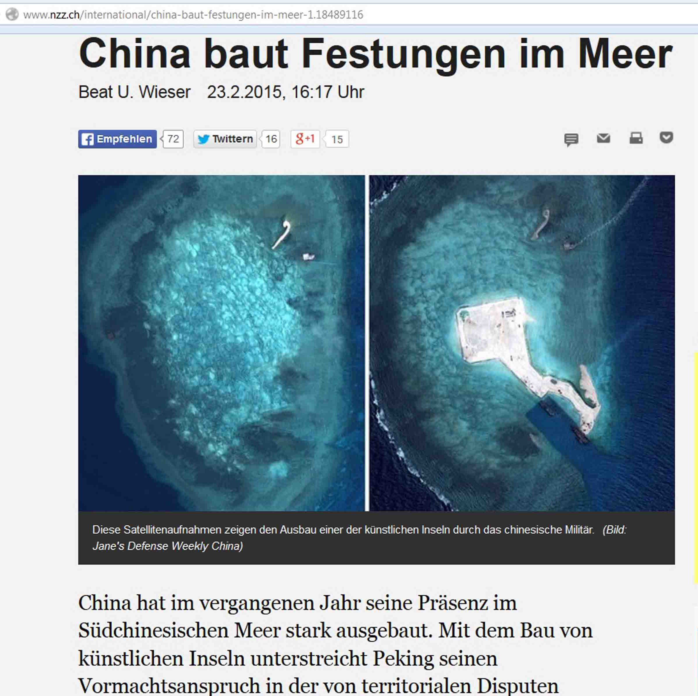 Nhiều báo châu Âu tố Trung Quốc xây đảo chiếm biển