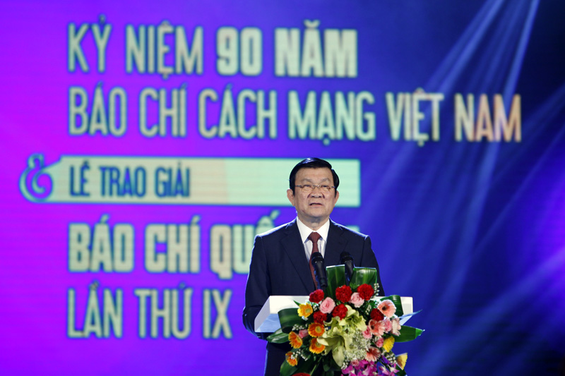 B&agrave;i ph&aacute;t biểu của Chủ tịch nước Trương Tấn Sang tại Lễ kỷ niệm 90 năm Ng&agrave;y B&aacute;o ch&iacute; c&aacute;ch mạng Việt Nam