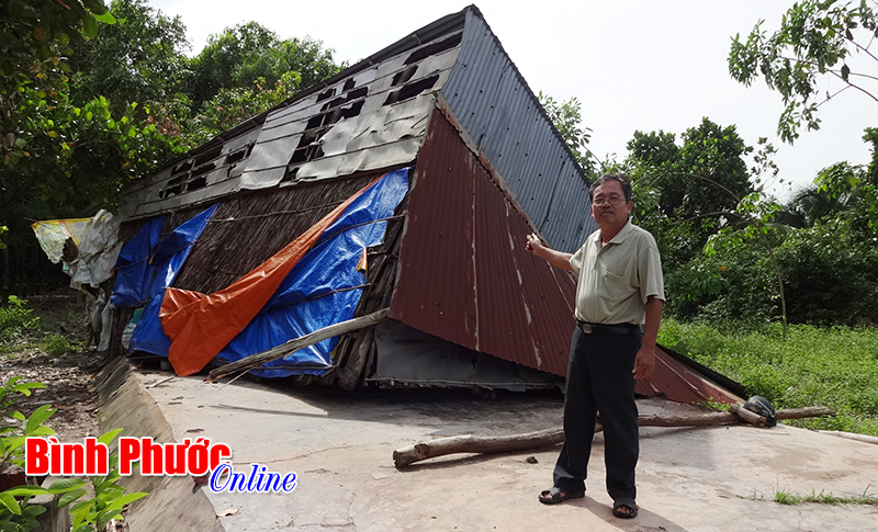 Hớn Quản: Nh&agrave; bị tốc m&aacute;i, cao su g&atilde;y đổ v&igrave; lốc xo&aacute;y