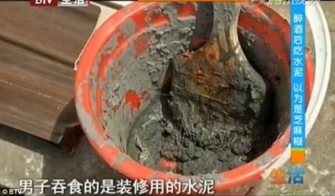 Say khướt, ăn bê tông mà tưởng là bột vừng