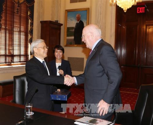 Tổng B&iacute; thư Nguyễn Ph&uacute; Trọng gặp c&aacute;c nghị sĩ Thượng viện, Hạ viện Hoa Kỳ