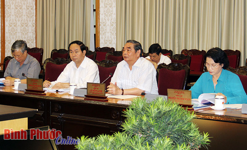 Bộ Ch&iacute;nh trị l&agrave;m việc với Ban thường vụ Tỉnh ủy B&igrave;nh Phước