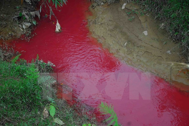 Dân lo lắng vì Suối Nậm Khếnh chuyển sang màu đỏ