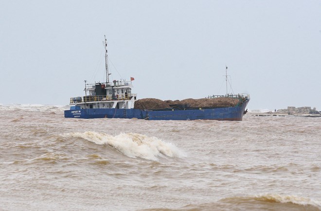 Tàu chở 3.000 tấn gạo mắc cạn, dân tiếp cận tàu hôi của