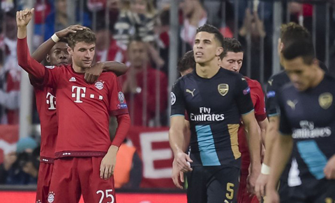 Bị Bayern "làm gỏi", Arsenal gần hết cơ hội đi tiếp