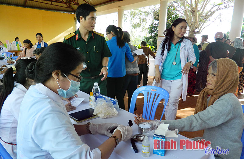 Đoàn y, bác sĩ Học viện Quân y khám, cấp thuốc miễn phí tại xã Lộc Hiệp