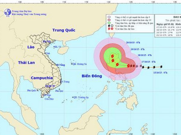 Bão Koppu giật trên cấp 17 di chuyển theo hướng Tây