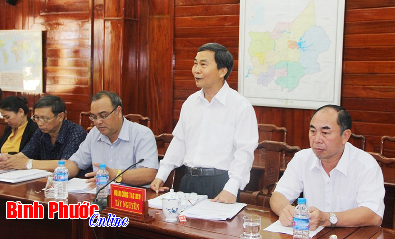 Đo&agrave;n c&ocirc;ng t&aacute;c Ban chỉ đạo T&acirc;y Nguy&ecirc;n l&agrave;m việc tại B&igrave;nh Phước