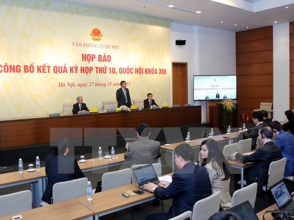 Họp b&aacute;o c&ocirc;ng bố kết quả kỳ họp thứ 10 Quốc hội kh&oacute;a XIII