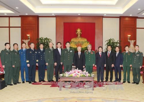 Tổng B&iacute; thư Nguyễn Ph&uacute; Trọng tiếp Đo&agrave;n đại biểu cấp cao Bộ Quốc ph&ograve;ng Trung Quốc