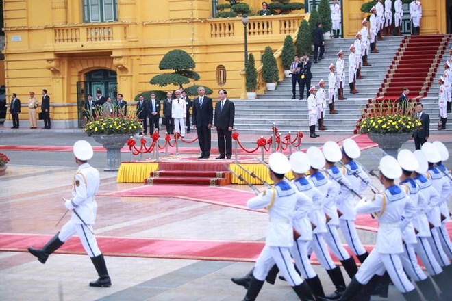 Cận cảnh lễ đ&oacute;n Tổng thống Hoa Kỳ Obama tại Phủ Chủ tịch