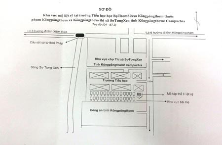 Th&ocirc;ng tin khu vực mộ liệt sĩ tại Trường Tiểu học Bạ-thom-sức-ca K&ocirc;ng-p&ocirc;ng-thơm (Cam-pu-chia)