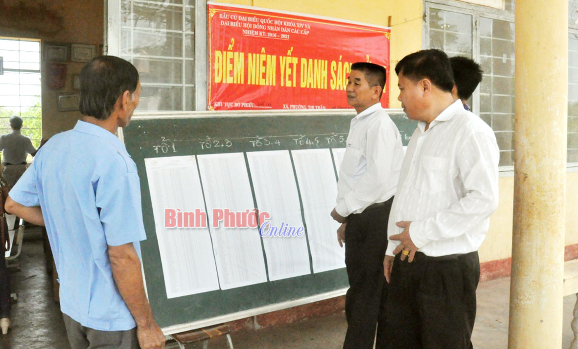 Kiểm tra c&ocirc;ng t&aacute;c tuy&ecirc;n truyền bầu cử tại Thanh An