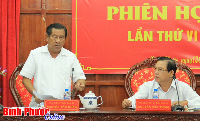 Ủy ban bầu cử đại biểu Quốc hội v&agrave; HĐND c&aacute;c cấp tỉnh B&igrave;nh Phước họp phi&ecirc;n thứ VI