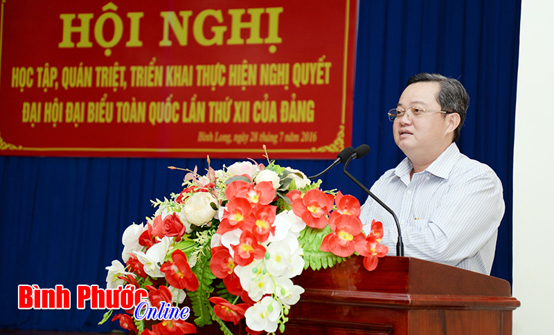 B&igrave;nh Long học tập, qu&aacute;n triệt Nghị quyết Đại hội Đảng to&agrave;n quốc lần thứ XII