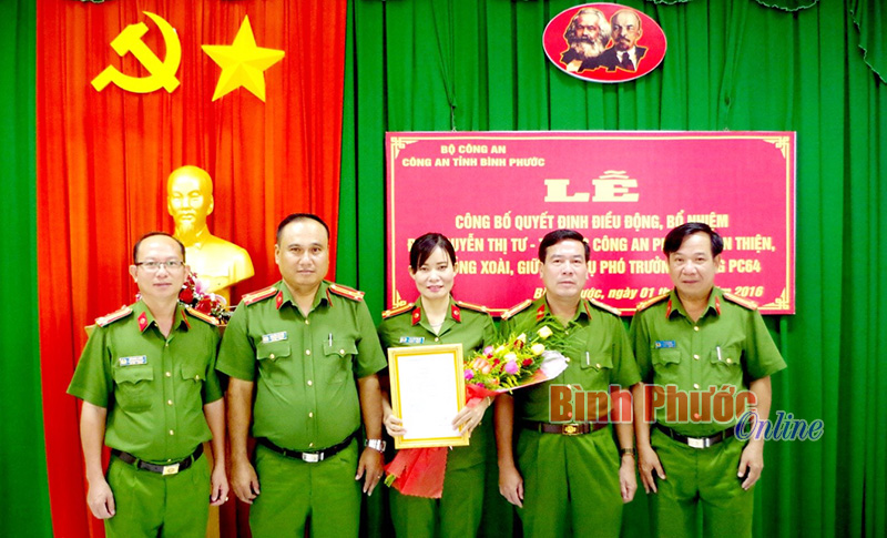 Trung t&aacute; Nguyễn Thị Tư được bổ nhiệm l&agrave;m Ph&oacute; trưởng ph&ograve;ng PC64 C&ocirc;ng an tỉnh