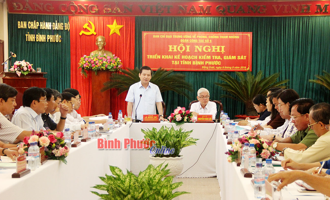 Ban chỉ đạo Trung ương về ph&ograve;ng, chống tham nhũng l&agrave;m việc tại B&igrave;nh Phước