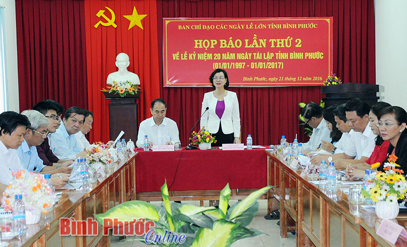Họp b&aacute;o lần thứ 2 về hoạt động kỷ niệm 20 năm t&aacute;i lập tỉnh B&igrave;nh  Phước
