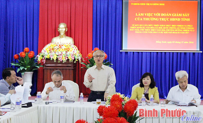 Thường trực HĐND tỉnh gi&aacute;m s&aacute;t thực hiện nghị quyết tại Đồng Xo&agrave;i