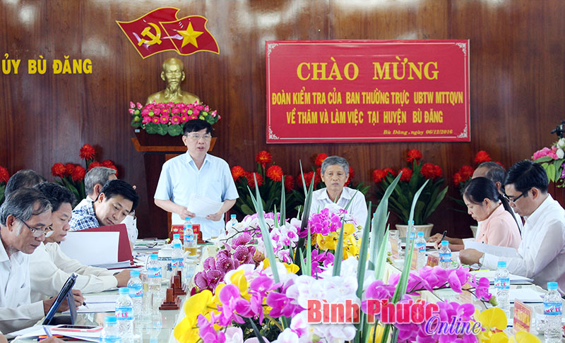 Ủy ban Trung ương MTTQVN l&agrave;m việc tại B&igrave;nh Phước