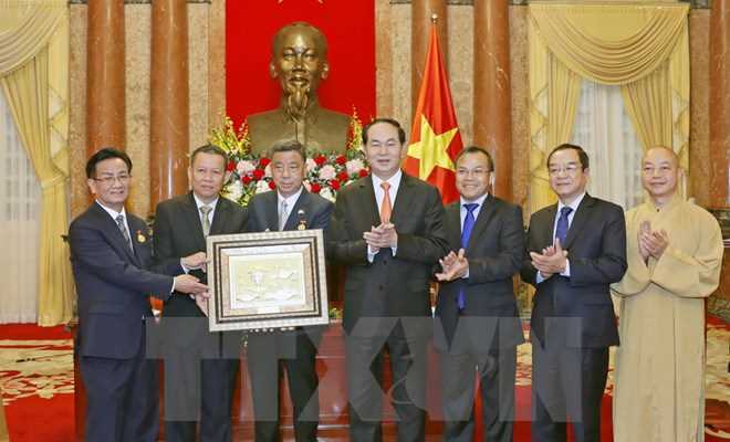 Chủ tịch nước tiếp đo&agrave;n Việt kiều v&agrave; Phật gi&aacute;o Việt Nam tại Th&aacute;i Lan