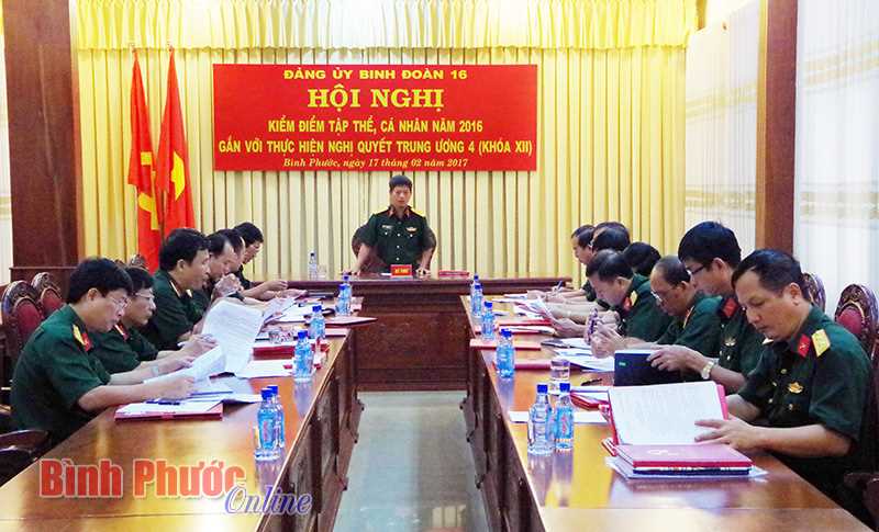 Đảng ủy Binh đo&agrave;n 16 kiểm điểm tự ph&ecirc; b&igrave;nh v&agrave; ph&ecirc; b&igrave;nh theo Nghị quyết Trung ương 4 (kh&oacute;a XII)