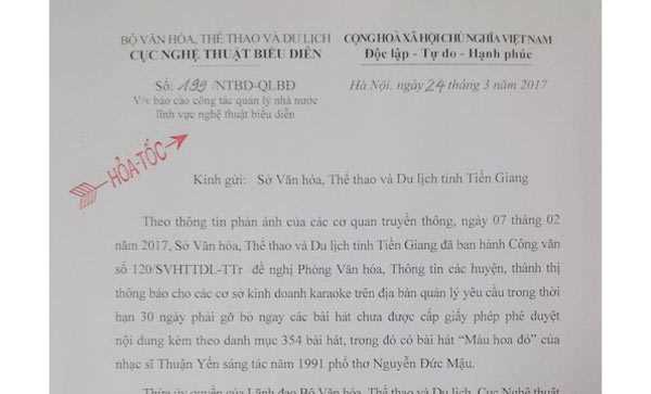 Cục Nghệ thuật biểu diễn y&ecirc;u cầu b&aacute;o c&aacute;o việc gỡ bỏ b&agrave;i h&aacute;t &ldquo;M&agrave;u hoa đỏ&rdquo; 