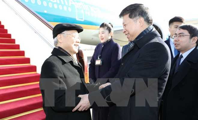 Tổng B&iacute; thư Nguyễn Ph&uacute; Trọng bắt đầu thăm ch&iacute;nh thức Trung Quốc