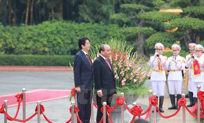 Lễ đ&oacute;n tiếp ch&iacute;nh thức Thủ tướng Nhật Bản Shinzo Abe tại Phủ Chủ tịch