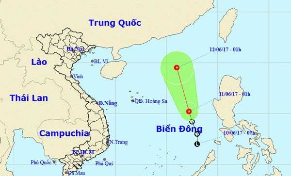 Trong 24 giờ tới, áp thấp nhiệt đới có khả năng mạnh thêm