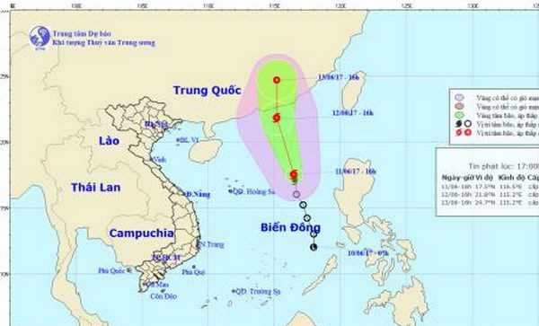 Bão Merbok cách quần đảo Hoàng Sa khoảng 440km về phía Đông