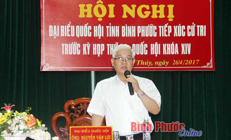 Đại biểu Quốc hội Nguyễn Văn Lợi tiếp x&uacute;c cử tri thị x&atilde; Phước Long v&agrave; huyện Ph&uacute; Riềng