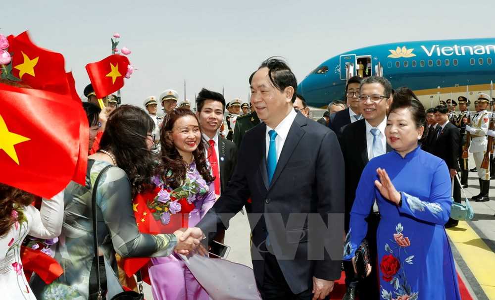 H&igrave;nh ảnh Chủ tịch nước Trần Đại Quang bắt đầu chuyến thăm Trung Quốc