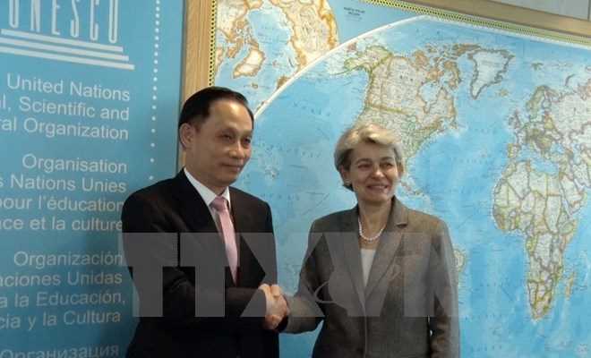 Tổng Gi&aacute;m đốc UNESCO đ&aacute;nh gi&aacute; cao đ&oacute;ng g&oacute;p thiết thực của Việt Nam