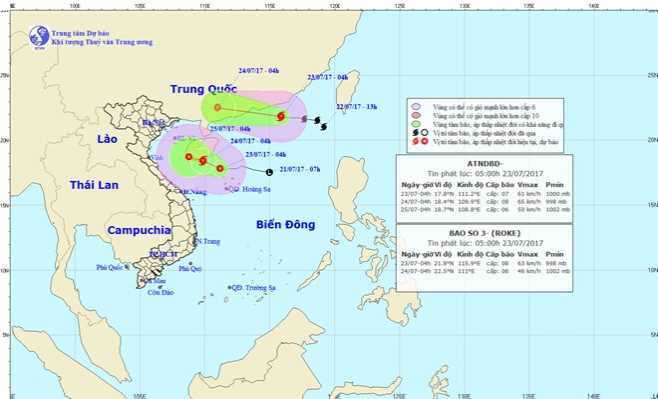 Bão số 3 sẽ suy yếu, áp thấp nhiệt đới có thể mạnh thêm thành bão