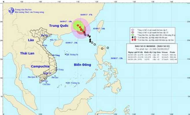 Bão số 8 đi vào Trung Quốc và suy yếu thành áp thấp nhiệt đới